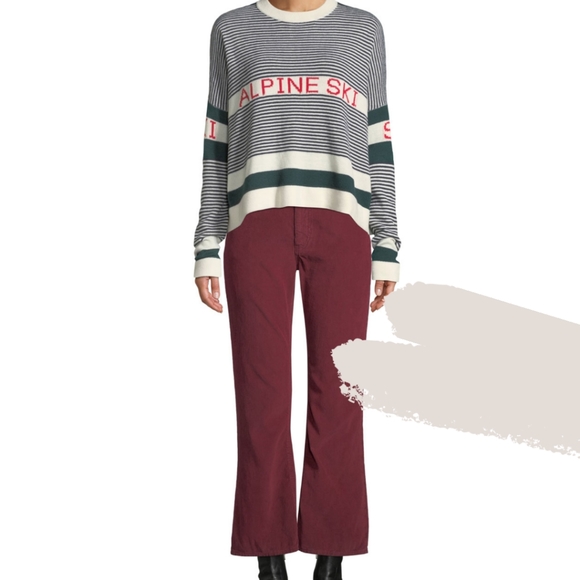 THE GREAT. Denim - The GREAT Western Crop Burgindy Wide-leg Corduroys
